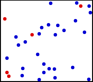 Random collisions of particles in a gas.