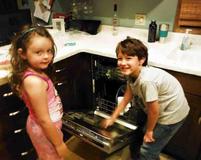 Children Obtaining Bacterial Sample from Dirty Dishwasher