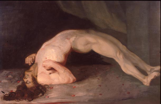 Muscular spasms in a patient suffering from tetanus. Painting by Sir Charles Bell, 1809.