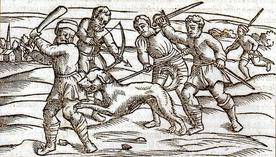 Woodcut from the Middle Ages Showing a Rabid Dog